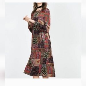 ZARA Patchwork Midi Dress